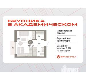 Студия квартира, вторичка, 26м2, 4/9 этаж