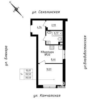 Студия квартира, строящийся дом, 31м2, 2/25 этаж