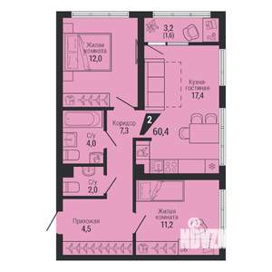 2-к квартира, вторичка, 60м2, 2/31 этаж