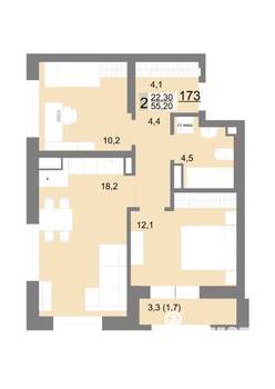 2-к квартира, вторичка, 55м2, 21/26 этаж