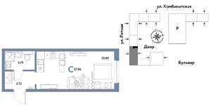 Студия квартира, вторичка, 28м2, 4/21 этаж
