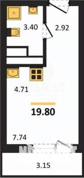 Студия квартира, вторичка, 20м2, 16/27 этаж