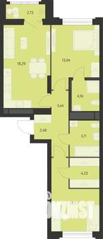 2-к квартира, вторичка, 66м2, 12/22 этаж
