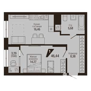 1-к квартира, вторичка, 46м2, 10/23 этаж