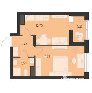 1-к квартира, вторичка, 37м2, 10/21 этаж