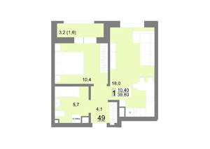 1-к квартира, вторичка, 40м2, 7/26 этаж