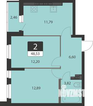 2-к квартира, вторичка, 48м2, 15/15 этаж