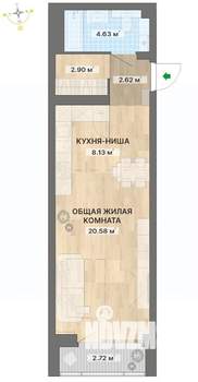 Студия квартира, строящийся дом, 42м2, 12/29 этаж
