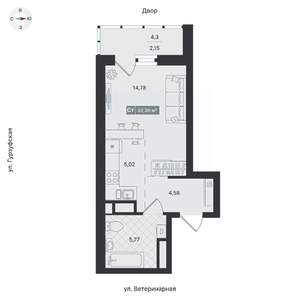 1-к квартира, вторичка, 33м2, 4/24 этаж