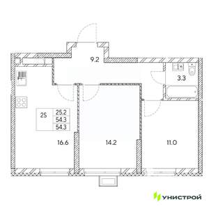 2-к квартира, вторичка, 54м2, 18/31 этаж