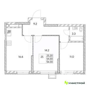 2-к квартира, вторичка, 54м2, 20/31 этаж