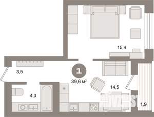 1-к квартира, сданный дом, 40м2, 8/9 этаж