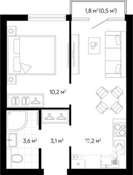 1-к квартира, вторичка, 33м2, 9/24 этаж