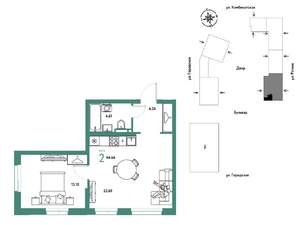 2-к квартира, строящийся дом, 45м2, 11/24 этаж