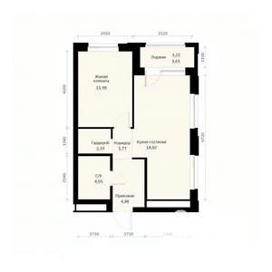 1-к квартира, строящийся дом, 45м2, 15/30 этаж