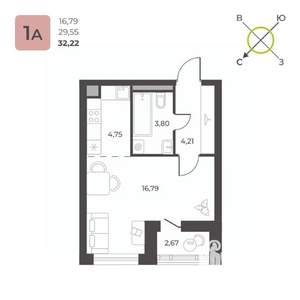 Студия квартира, вторичка, 32м2, 10/23 этаж