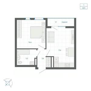 1-к квартира, вторичка, 43м2, 25/32 этаж