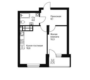 1-к квартира, вторичка, 44м2, 12/25 этаж