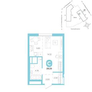 Студия квартира, вторичка, 29м2, 12/24 этаж