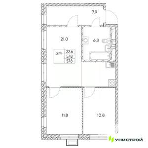 2-к квартира, вторичка, 58м2, 11/31 этаж