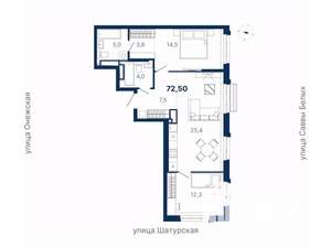 2-к квартира, вторичка, 73м2, 3/17 этаж