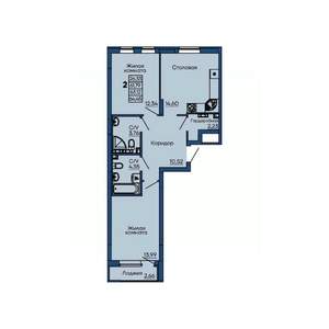 2-к квартира, вторичка, 63м2, 2/13 этаж