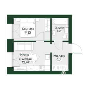 1-к квартира, вторичка, 32м2, 2/4 этаж