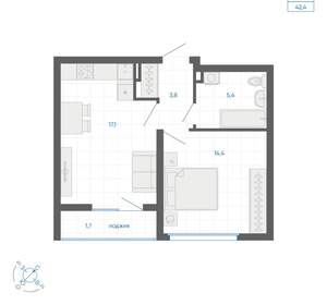 1-к квартира, вторичка, 42м2, 9/32 этаж