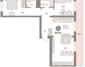 2-к квартира, вторичка, 86м2, 9/24 этаж