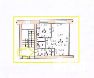 1-к квартира, вторичка, 29м2, 1/5 этаж