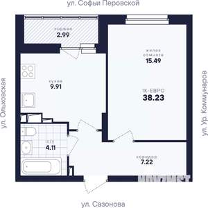 1-к квартира, вторичка, 38м2, 7/17 этаж
