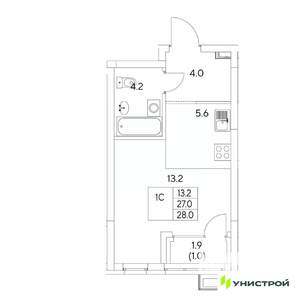 1-к квартира, вторичка, 28м2, 6/31 этаж
