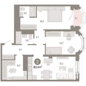 2-к квартира, вторичка, 83м2, 4/24 этаж