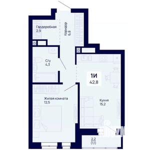 1-к квартира, вторичка, 43м2, 10/18 этаж