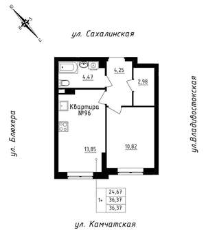 1-к квартира, строящийся дом, 36м2, 9/25 этаж