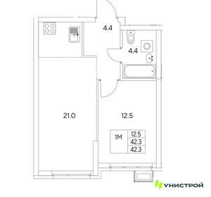 1-к квартира, вторичка, 42м2, 3/30 этаж