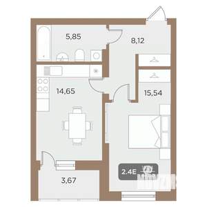 2-к квартира, вторичка, 46м2, 18/24 этаж