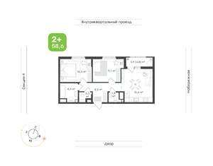 2-к квартира, вторичка, 59м2, 3/24 этаж