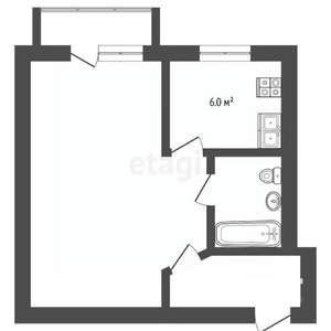 1-к квартира, вторичка, 31м2, 2/6 этаж