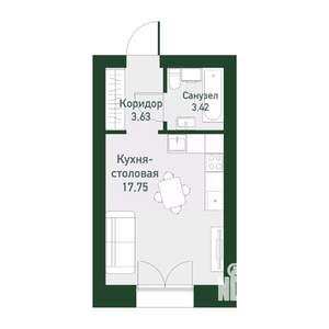Студия квартира, вторичка, 23м2, 4/4 этаж