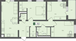 3-к квартира, вторичка, 91м2, 3/4 этаж