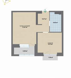 1-к квартира, вторичка, 43м2, 4/24 этаж