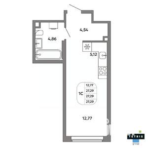 Студия квартира, вторичка, 27м2, 16/32 этаж