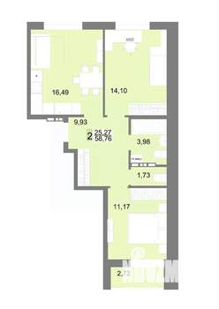 2-к квартира, вторичка, 59м2, 7/23 этаж