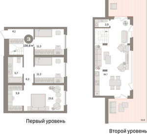 3-к квартира, вторичка, 157м2, 7/24 этаж