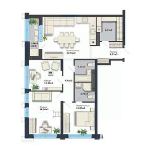 3-к квартира, вторичка, 88м2, 14/25 этаж