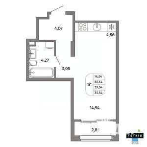 Студия квартира, вторичка, 33м2, 29/32 этаж