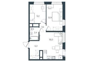 2-к квартира, вторичка, 50м2, 4/25 этаж