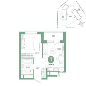 1-к квартира, вторичка, 35м2, 22/24 этаж