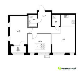2-к квартира, вторичка, 78м2, 21/30 этаж